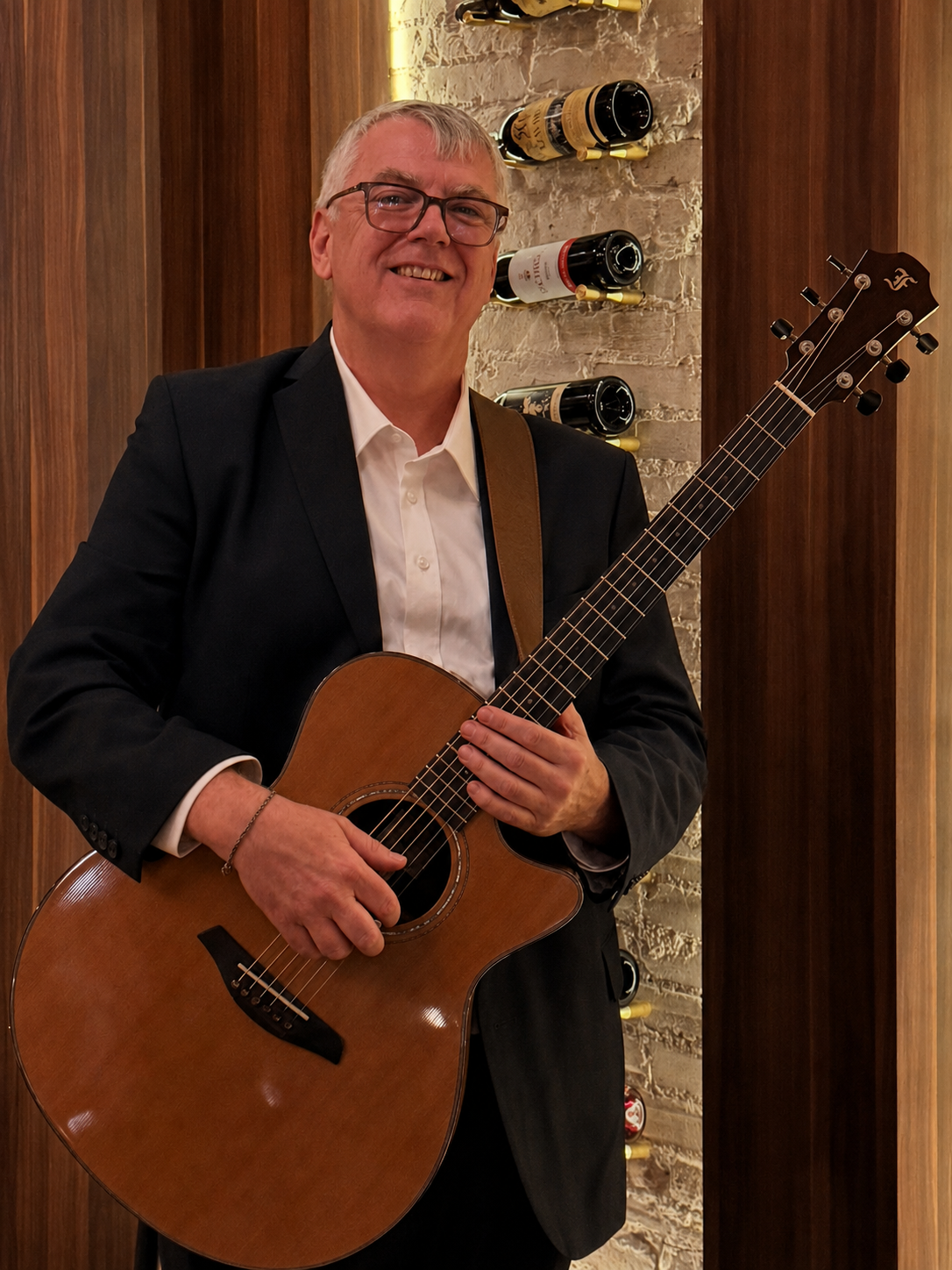 Dave Bermingham dressed for an elegant restaurant or private event performance